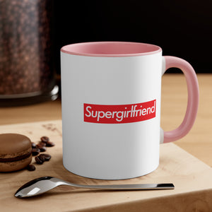 Supergirlfriend Accent Coffee Mug, 11oz super Inspired Funny Girlfriend Girl Friend Appreciation Gift For Valentine Lover Love Valentine's Thank You Thankful Birthday Christmas