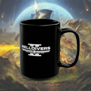 Helldivers 2 White Logo Black Mug (11oz, 15oz) Gift For Him Gift For Her Gamer Cup Game Birthday Christmas Gift