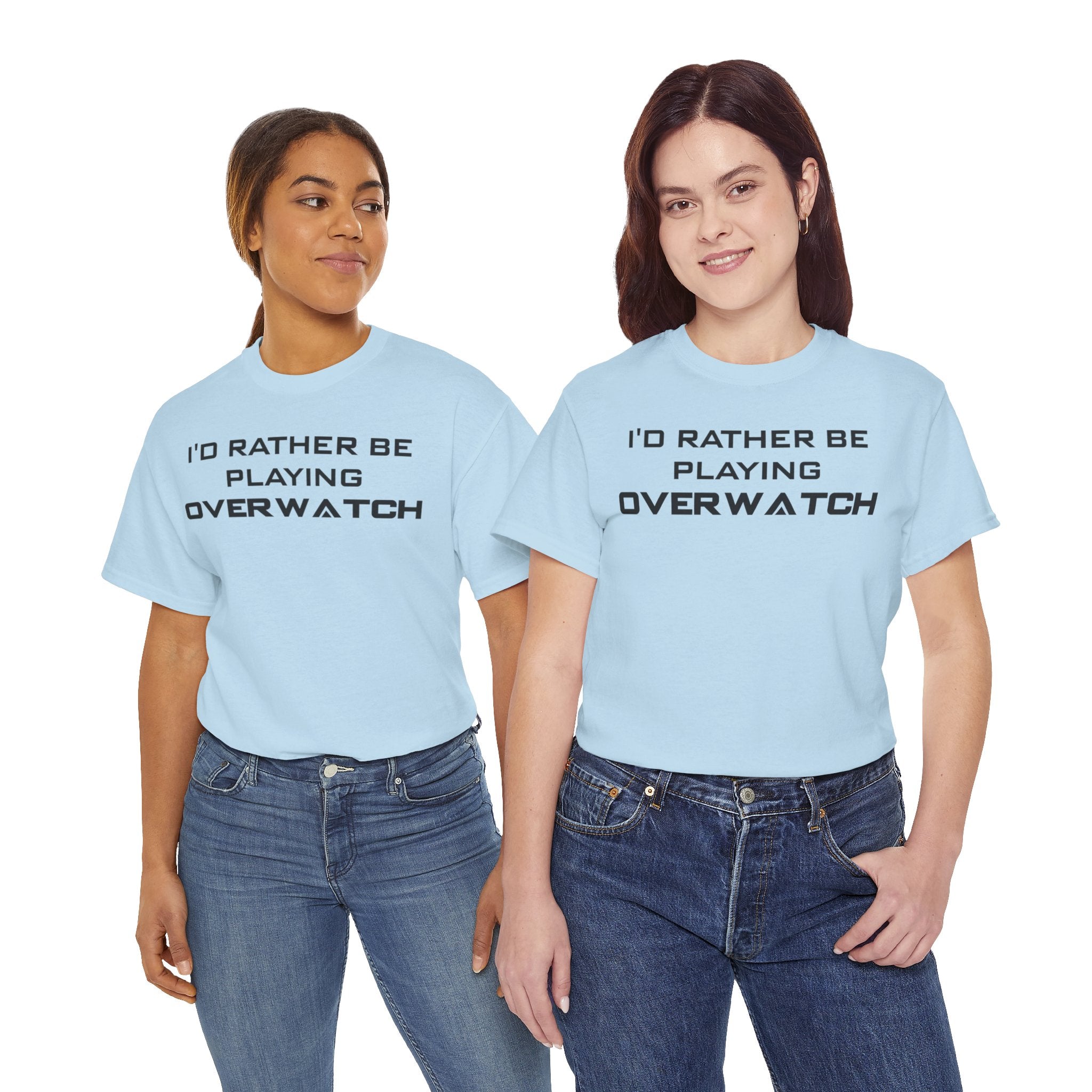 Overwatch I'd Rather Be Playing Unisex Heavy Cotton Tee Shirt Tshirt T-shirt Gamer Gift For Him Her Game Cup Cups Mugs Birthday Christmas Valentine's Anniversary Gifts