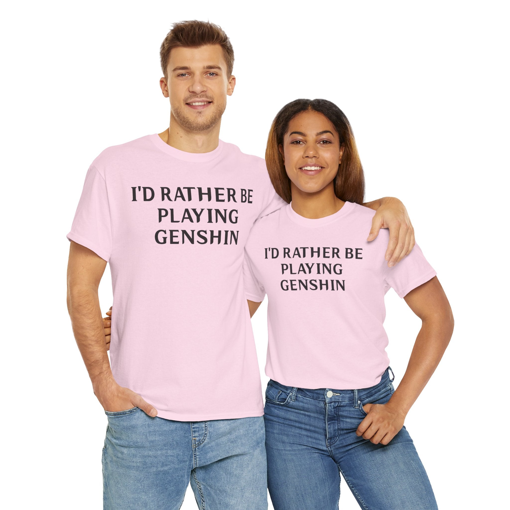 Genshin Impact I'd Rather Be Playing Unisex Heavy Cotton Tee Shirt Tshirt T-shirt Gamer Gift For Him Her Game Cup Cups Mugs Birthday Christmas Valentine's Anniversary Gifts