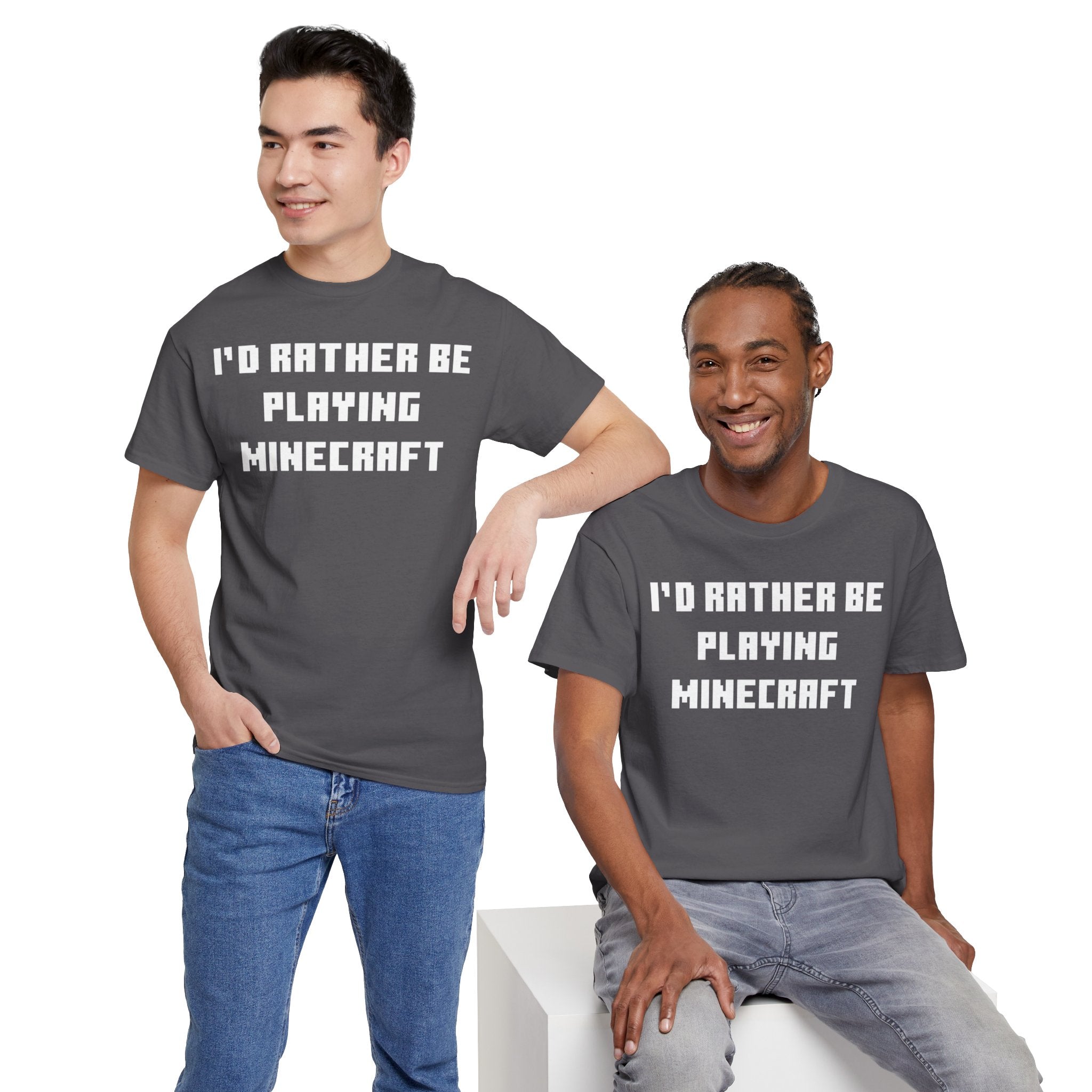 Mine craft I'd Rather Be Playing Unisex Heavy Cotton Tee Gamer Gift For Him Her Game Cup Cups Mugs Birthday Christmas Valentine's Anniversary Gifts