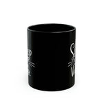 Load image into Gallery viewer, Sleep Is For The Weak Funny Black Mug (11oz, 15oz) Joke Humour Humor Birthday Christmas Valentine&#39;s Gift Cup
