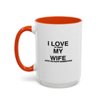 Load image into Gallery viewer, I Love My Wife Coffee Mug — Funny 'Let's Me Play Undertale' Black Accent Ceramic Mug (11oz &amp; 15oz)
