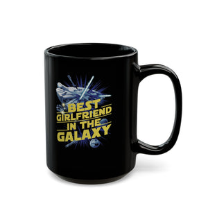 Best Girlfriend In The Galaxy Black Mug (11oz, 15oz) Christmas Birthday Valentine's Sci-Fi Space Battle Nostalgic Themed Nostalgia