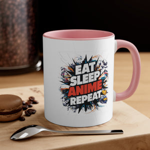 Eat Sleep Anime Repeat Coffee Mug, 11oz Cool Abstract Art Graphic Gift For Him Her Lover Birthday Christmas Valentine's Gift