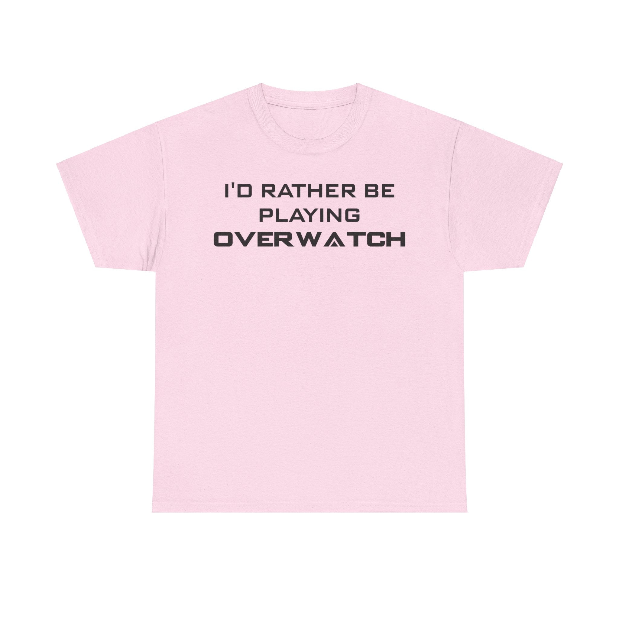 Overwatch I'd Rather Be Playing Unisex Heavy Cotton Tee Shirt Tshirt T-shirt Gamer Gift For Him Her Game Cup Cups Mugs Birthday Christmas Valentine's Anniversary Gifts