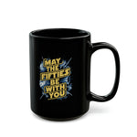 Load image into Gallery viewer, May The Fifties Be With You Black Mug (11oz, 15oz) Star Themed Galactic Galaxy Space 50 50s Birthday Christmas Valentine&#39;s Gift Cup Nostalgia Nostalgic
