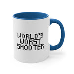 Load image into Gallery viewer, World&#39;s Worst Shooter Accent Coffee Mug, 11oz
