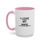 Load image into Gallery viewer, I Love My Wife Coffee Mug — Funny 'Let's Me Play Undertale' Black Accent Ceramic Mug (11oz &amp; 15oz)
