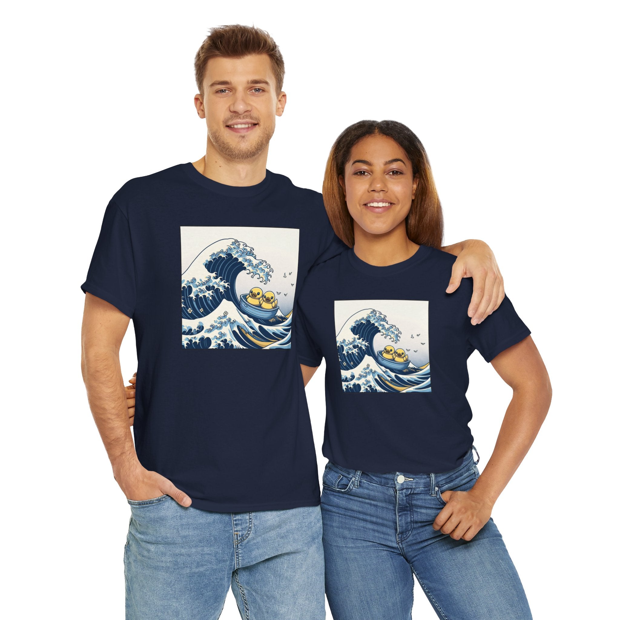 The Great Duck Off Kanagawa Wave T-shirt Unisex Heavy Cotton Tee Gift For Him Gift For Her Cute Japanese Couple Shirt Tshirt