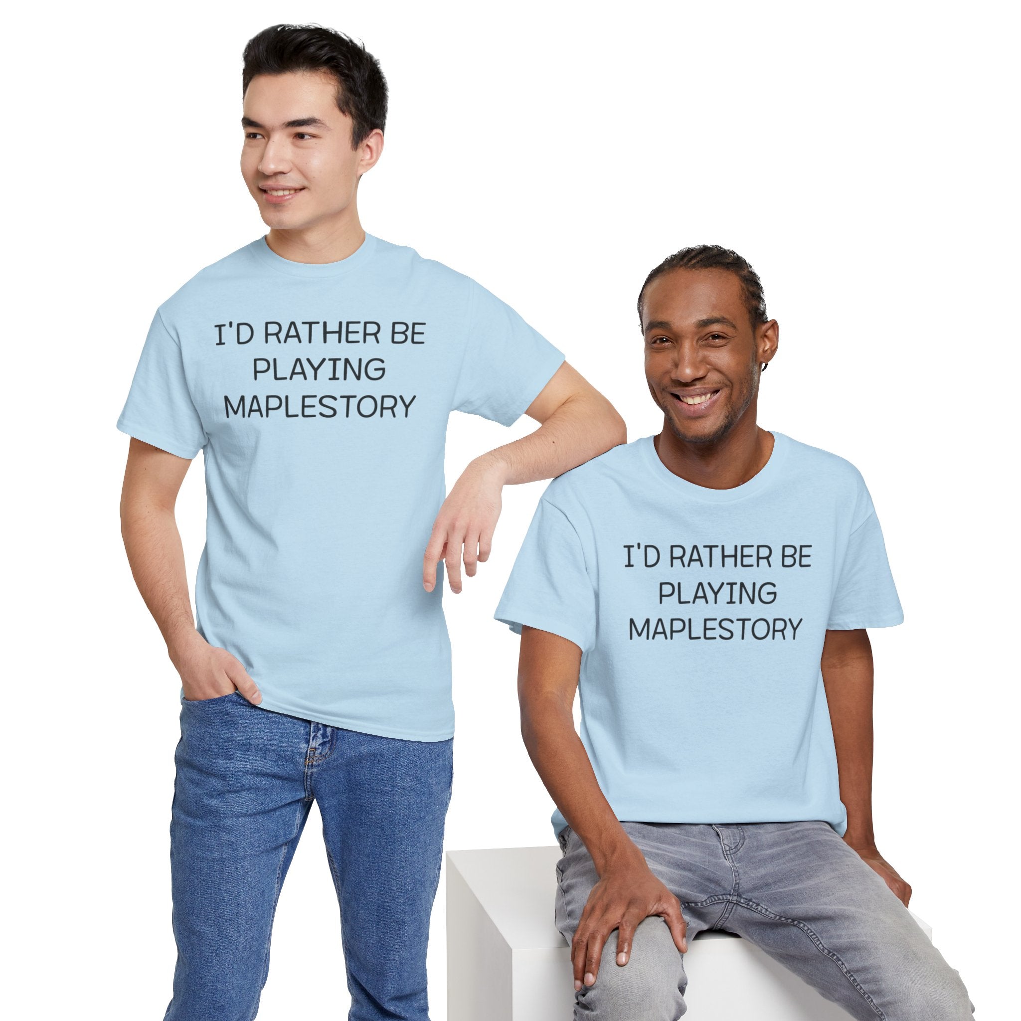 Maplestory I'd Rather Be Playing Unisex Heavy Cotton Tee Gamer Gift For Him Her Game Cup Cups Mugs Birthday Christmas Valentine's Anniversary Gifts