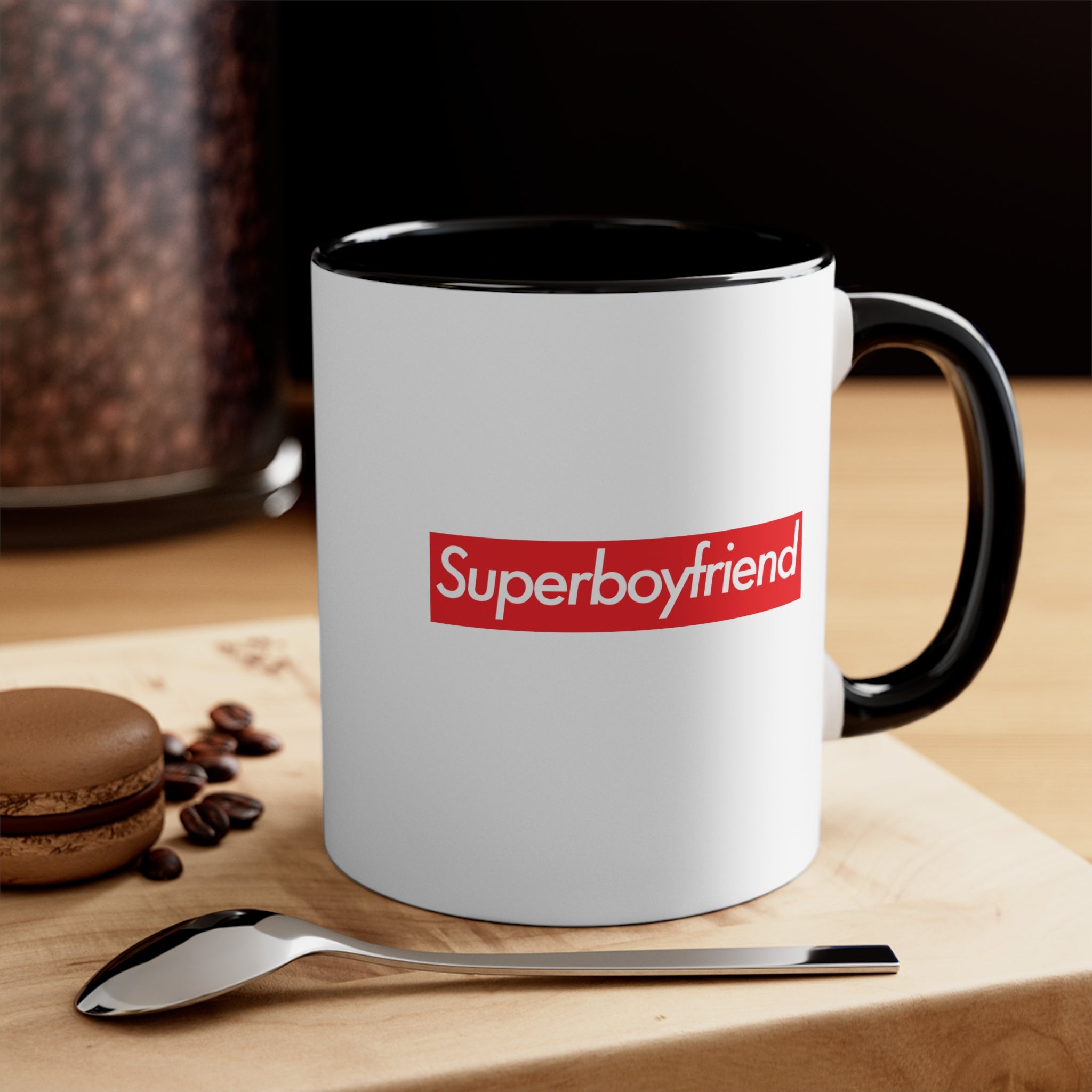 Superboyfriend Accent Coffee Mug, 11oz super Inspired Funny Boyfriend Appreciation Gift For Boyfriends BF Thank You Thankful Lover Love Birthday Christmas
