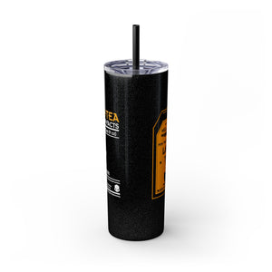 Helldivers 2 Liber-tea Skinny Tumbler with Straw, 20oz black glitter matte gift for gamer game libertea liberty democracy funny cute cool gifts