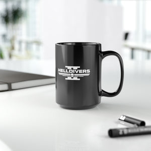 Helldivers 2 White Logo Black Mug (11oz, 15oz) Gift For Him Gift For Her Gamer Cup Game Birthday Christmas Gift