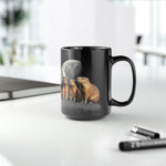 Load image into Gallery viewer, Three Capybara Moon Funny Capybara Meme Black Mug (11oz, 15oz) 3 Capybaras Meme Moon Interent Viral Cup
