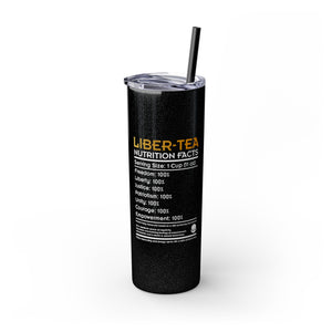 Helldivers 2 Liber-tea Skinny Tumbler with Straw, 20oz black glitter matte gift for gamer game libertea liberty democracy funny cute cool gifts