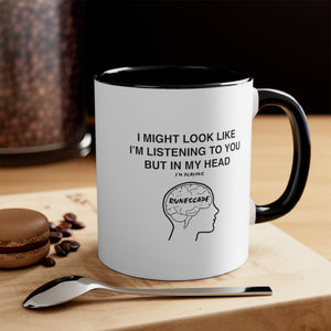 Runescape Funny Coffee Mug, 11oz I Might Look Like I'm Listening Joke Humour Humor Birthday Christmas Valentine's Gift Cup