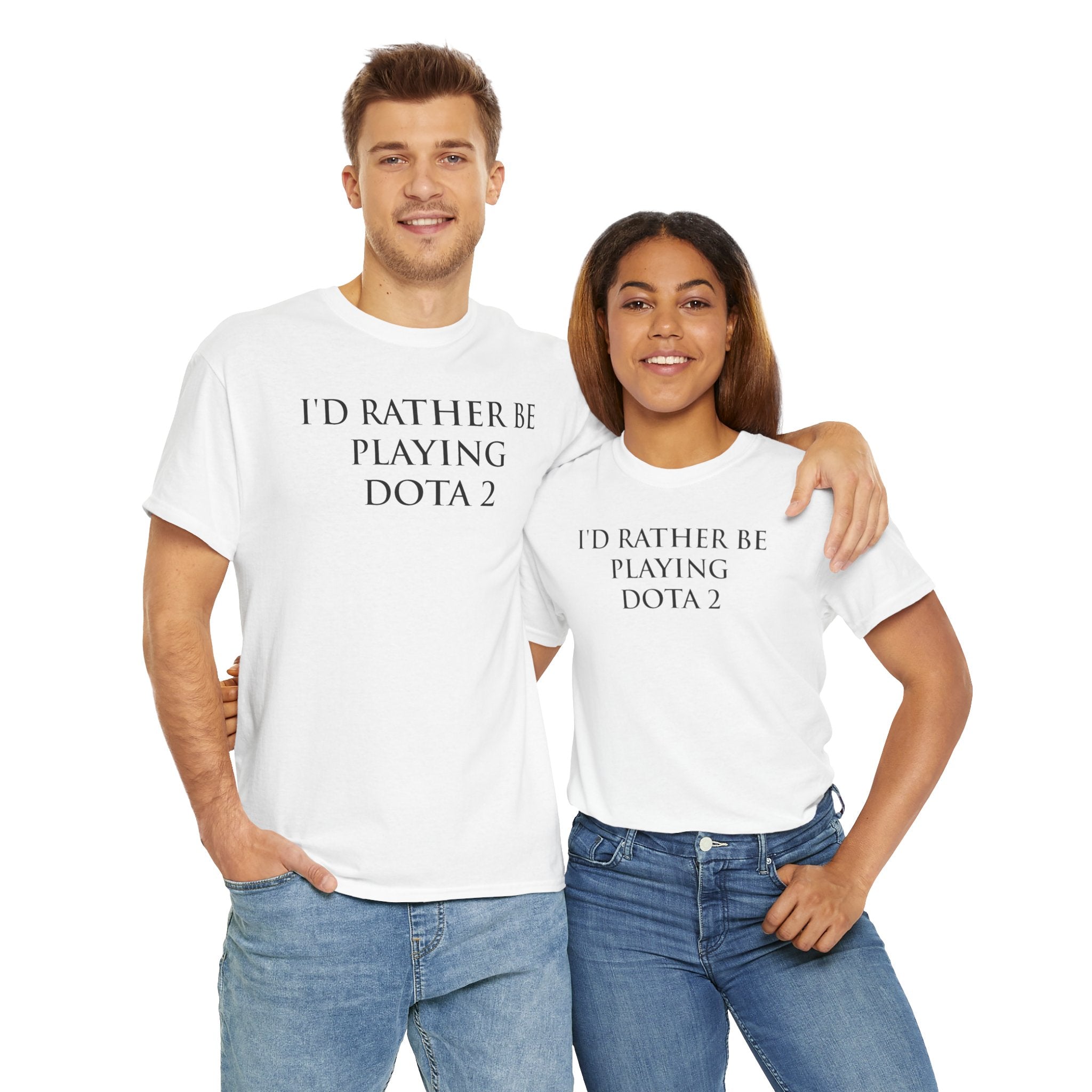 Dota 2 I'd Rather Be Playing Unisex Heavy Cotton Tee Shirt Tshirt T-shirt Gamer Gift For Him Her Game Cup Cups Mugs Birthday Christmas Valentine's Anniversary Gifts