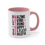 Load image into Gallery viewer, Mother Gift Coffee Mug, 11oz Amazing Loving Strong Happy Selfess Graceful
