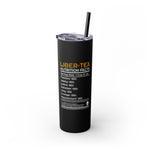 Load image into Gallery viewer, Helldivers 2 Liber-tea Skinny Tumbler with Straw, 20oz black glitter matte gift for gamer game libertea liberty democracy funny cute cool gifts
