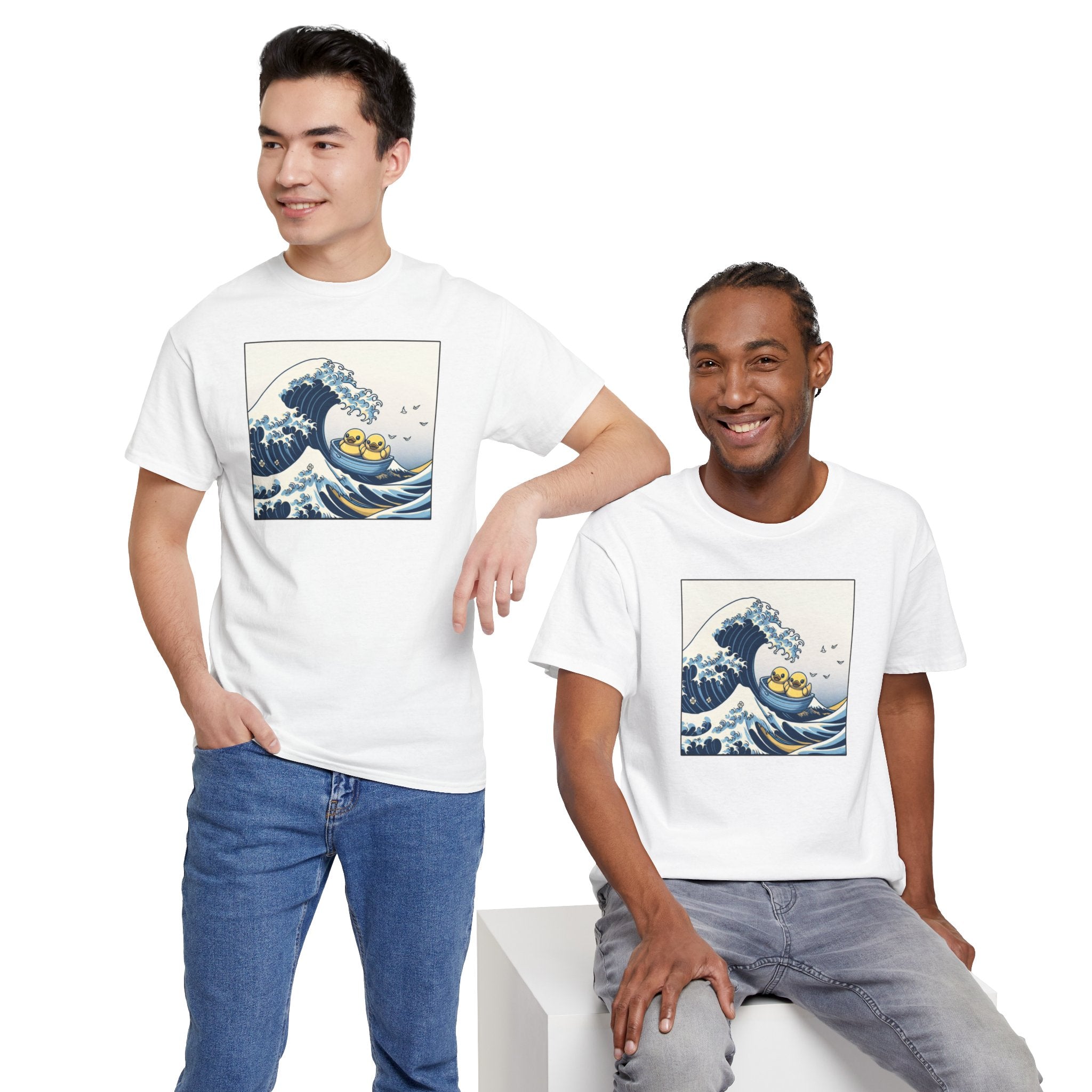 The Great Duck Off Kanagawa Wave T-shirt Unisex Heavy Cotton Tee Gift For Him Gift For Her Cute Japanese Couple Shirt Tshirt