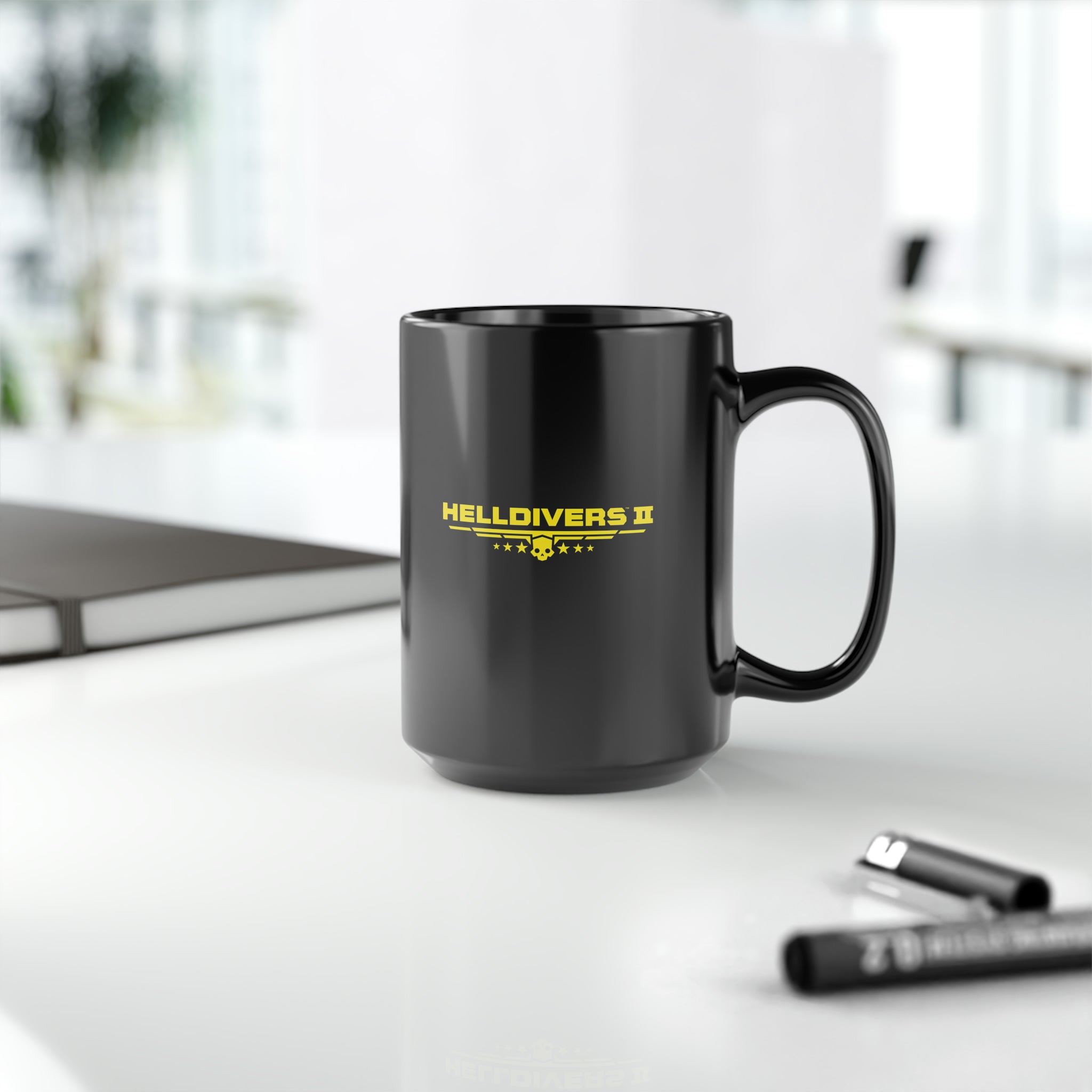 Helldivers 2 Logo Black Mug (11oz, 15oz) Gift For Him Gift For Her Gamer Game Gift Cup Funny Logo