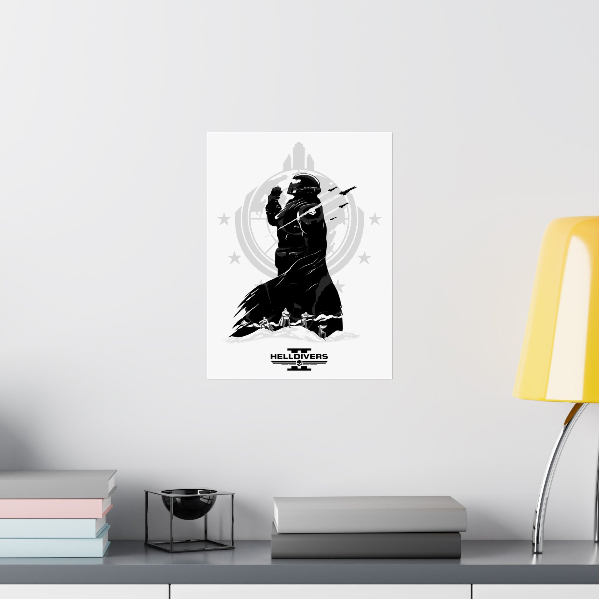 Helldivers 2 Matte Vertical Posters  Black & White Artistic Art Poster Design Minimalistic Gift Gamer Game Fanart Abstract Graphic Democracy Liberty Birthday Christmas