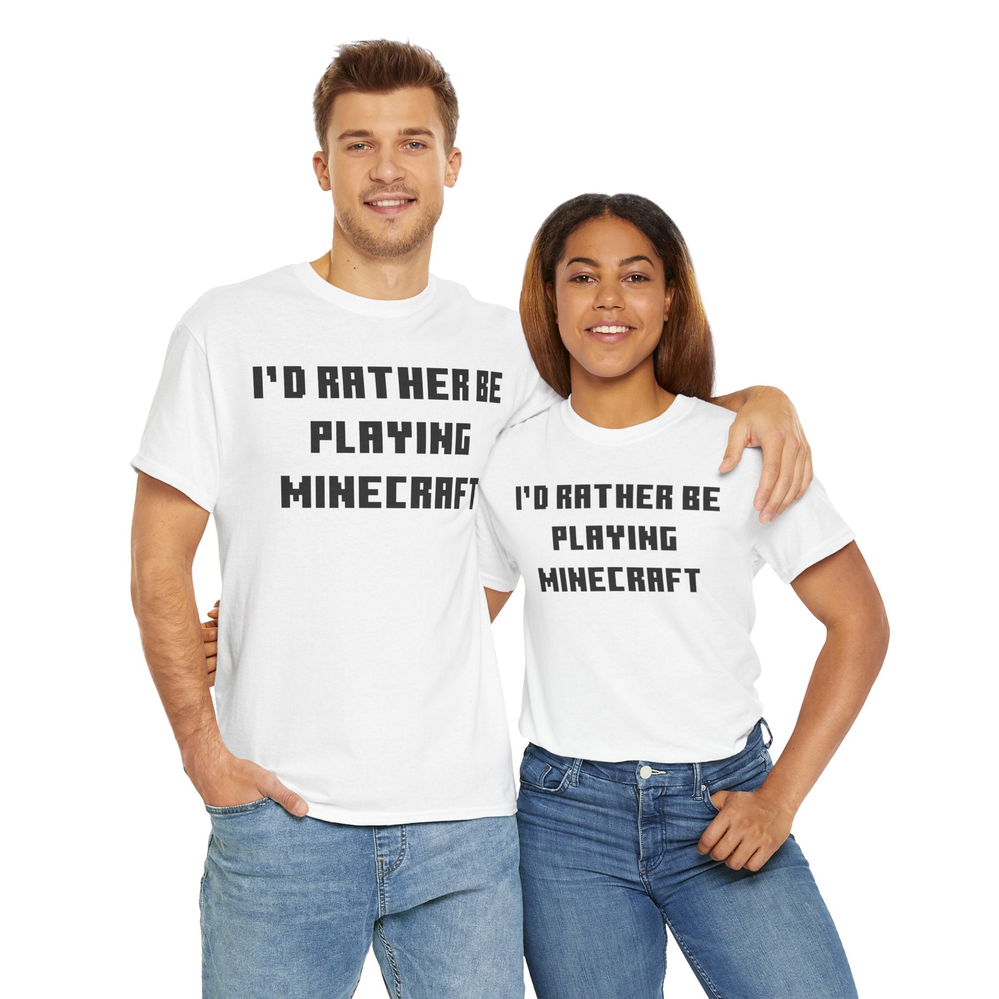 Mine craft I'd Rather Be Playing Unisex Heavy Cotton Tee Gamer Gift For Him Her Game Cup Cups Mugs Birthday Christmas Valentine's Anniversary Gifts