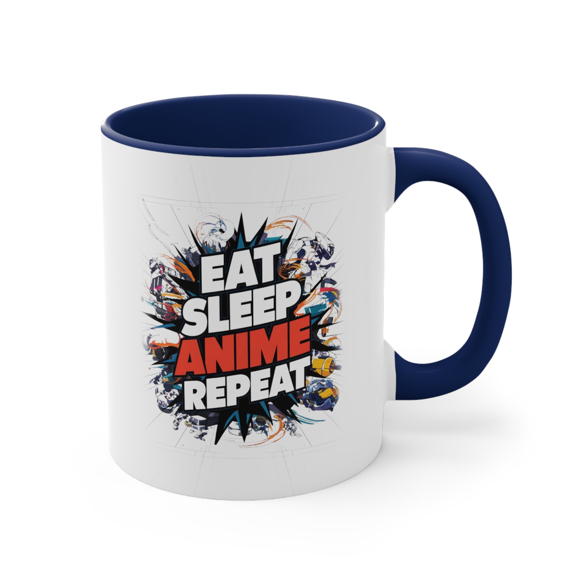 Eat Sleep Anime Repeat Coffee Mug, 11oz Cool Abstract Art Graphic Gift For Him Her Lover Birthday Christmas Valentine's Gift