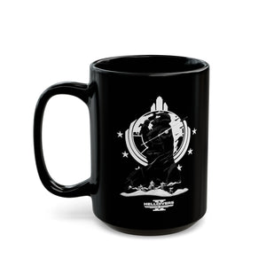 Helldivers 2 Black Mug (11oz, 15oz) Black & White Artistic Art Poster Design Minimalistic Gift Gamer Game Fanart Abstract Graphic Democracy Liberty Birthday Christmas