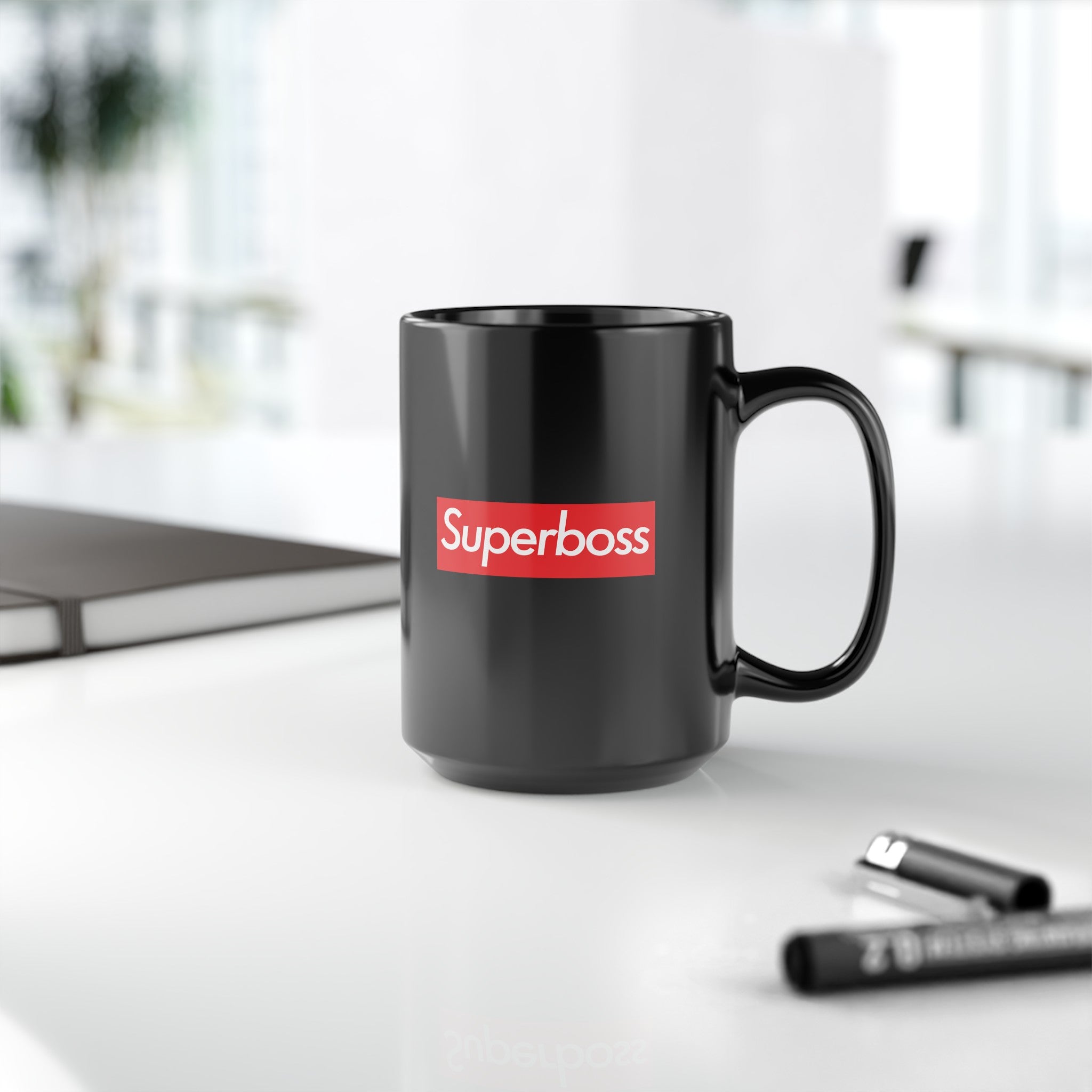 Superboss Black Mug (11oz, 15oz) super Inspired Funny Boss Bosses Appreciation Gift For Manager Thank You Thankful Birthday Christmas