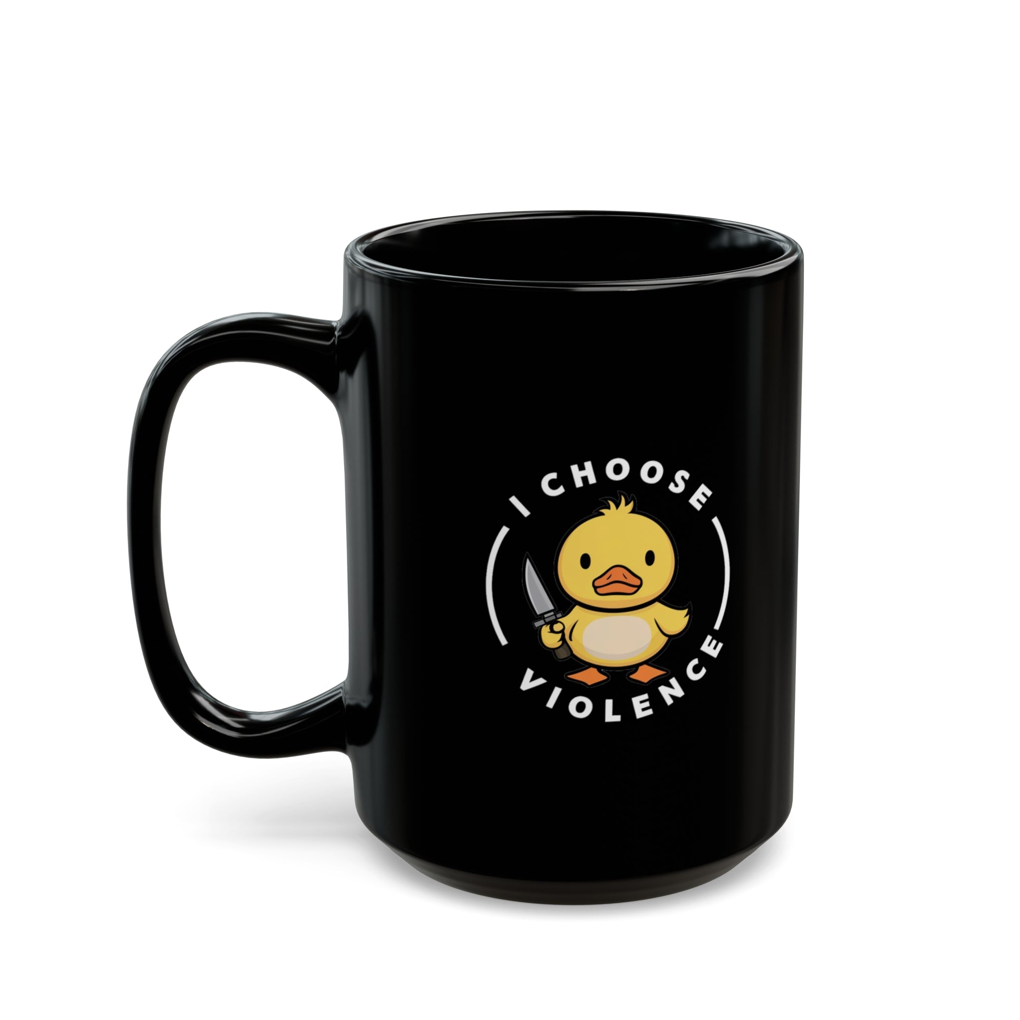 I Choose Violence Duck Black Mug (11oz, 15oz) Cute Joke Humour Humor Birthday Christmas Valentine's Gift Cup Adorable Ducks