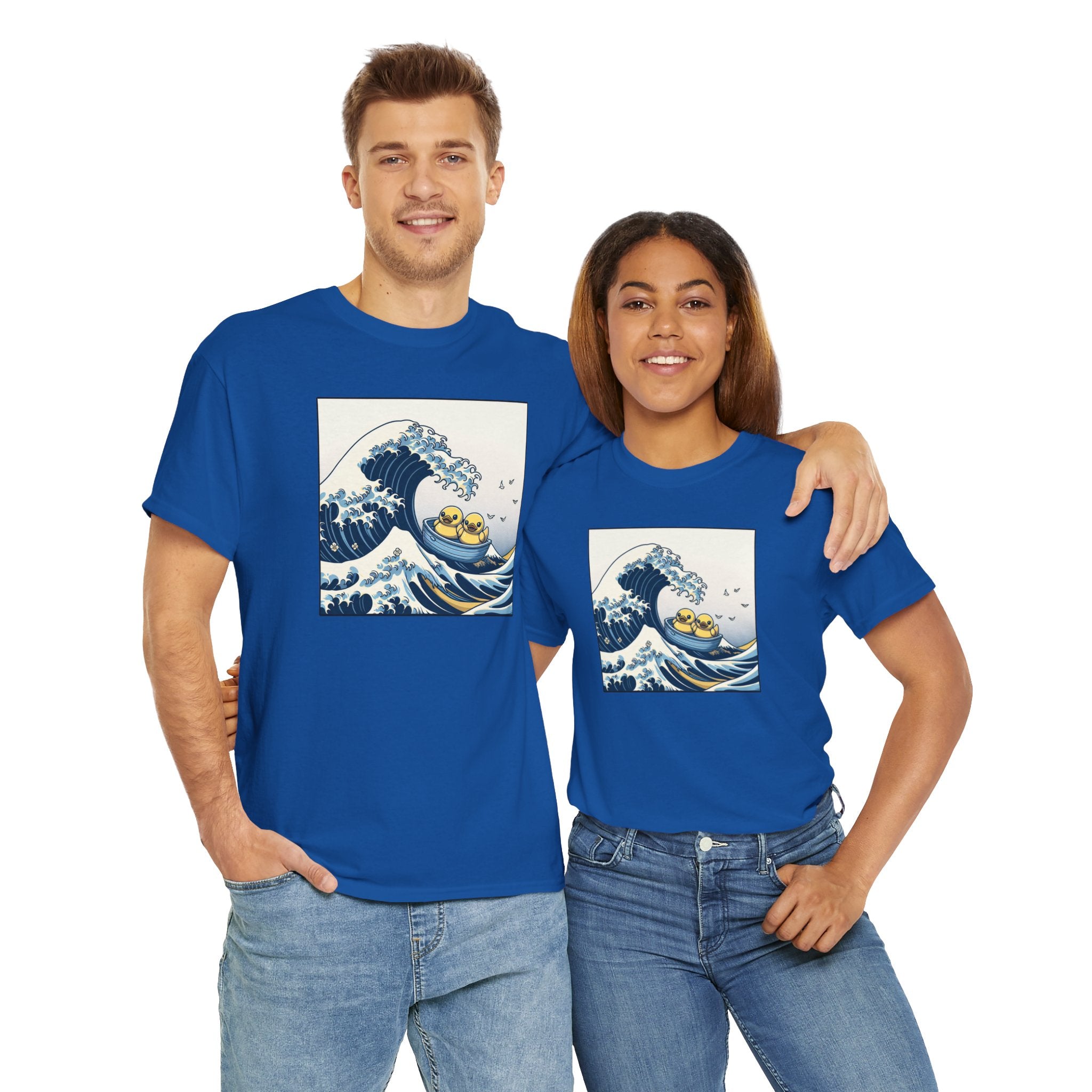 The Great Duck Off Kanagawa Wave T-shirt Unisex Heavy Cotton Tee Gift For Him Gift For Her Cute Japanese Couple Shirt Tshirt