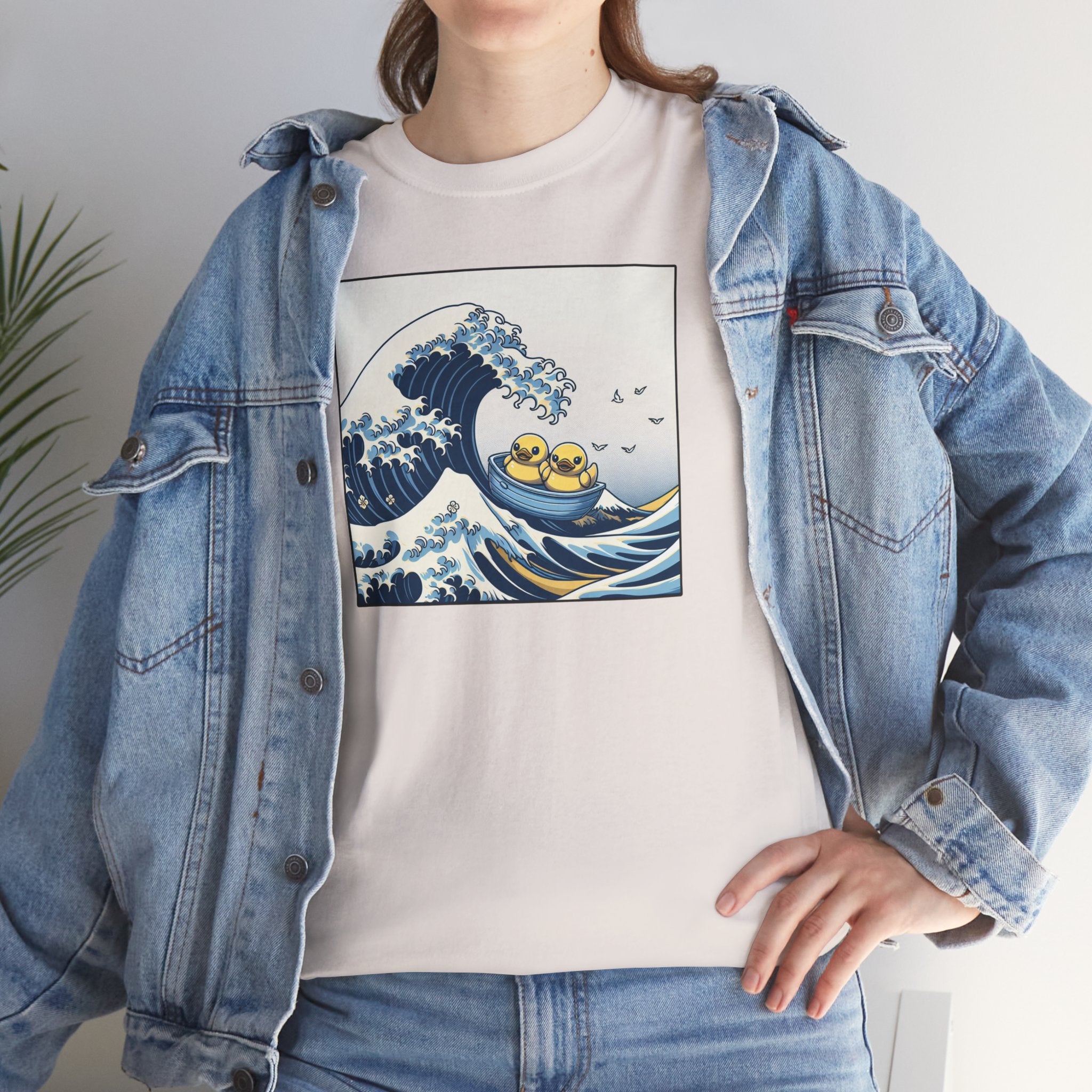 The Great Duck Off Kanagawa Wave T-shirt Unisex Heavy Cotton Tee Gift For Him Gift For Her Cute Japanese Couple Shirt Tshirt