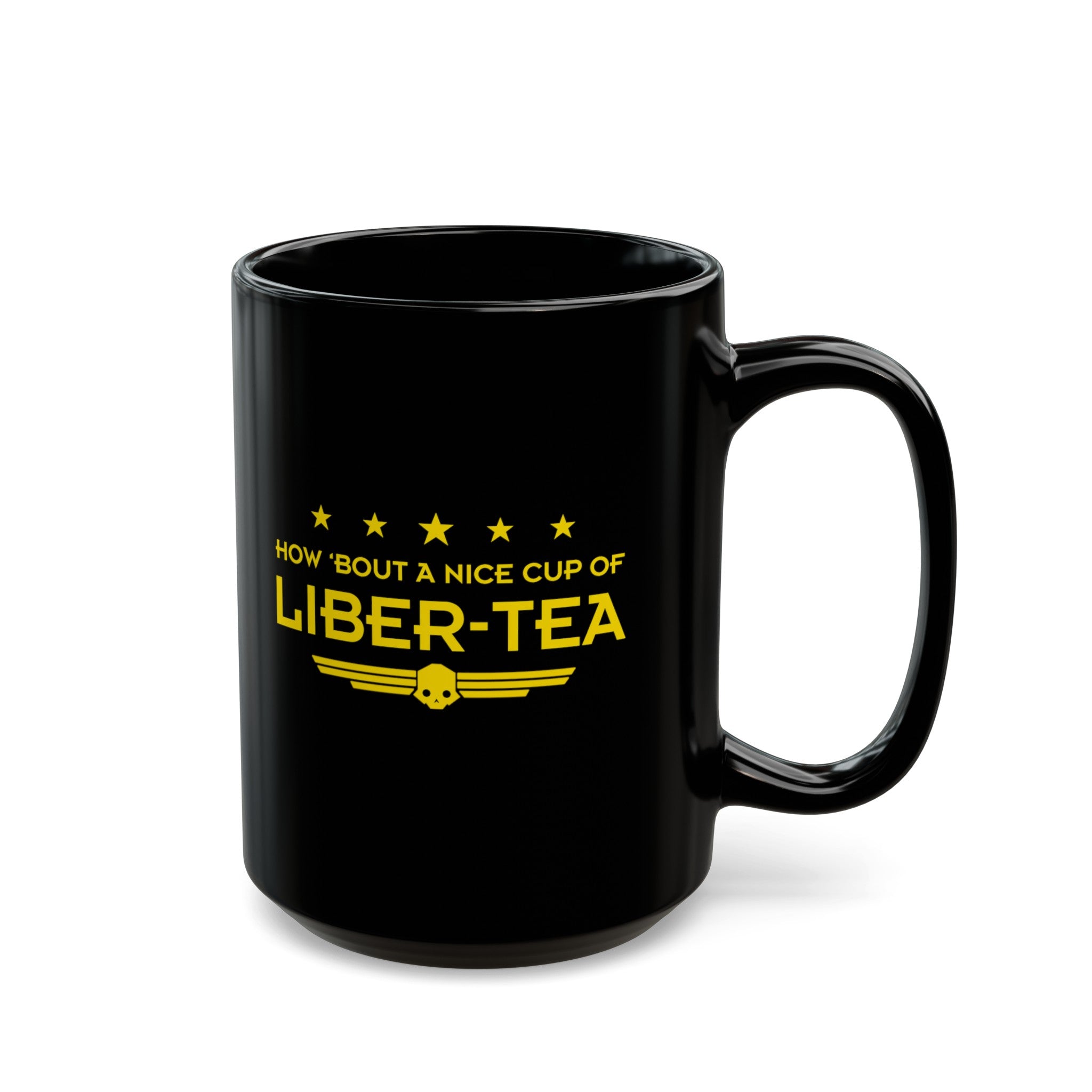 Helldivers 2 Liber-tea Black Mug (11oz, 15oz) How Bout A Nice Cup Of Liber-tea Helldivers Gift Mugs Cups Funny Puns Comedy Joke Gift