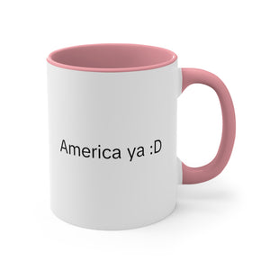America Ya :D Meme Coffee Mug, 11oz HALLO! :D HALLO! :D HALLO! :D tiktok meme inspired funny humor humour Joke Comedy Viral Mug Cup