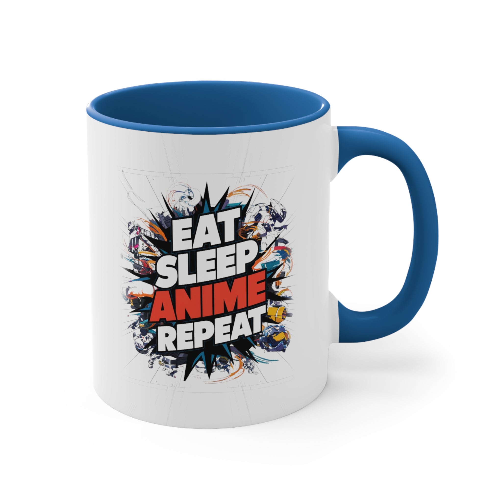 Eat Sleep Anime Repeat Coffee Mug, 11oz Cool Abstract Art Graphic Gift For Him Her Lover Birthday Christmas Valentine's Gift