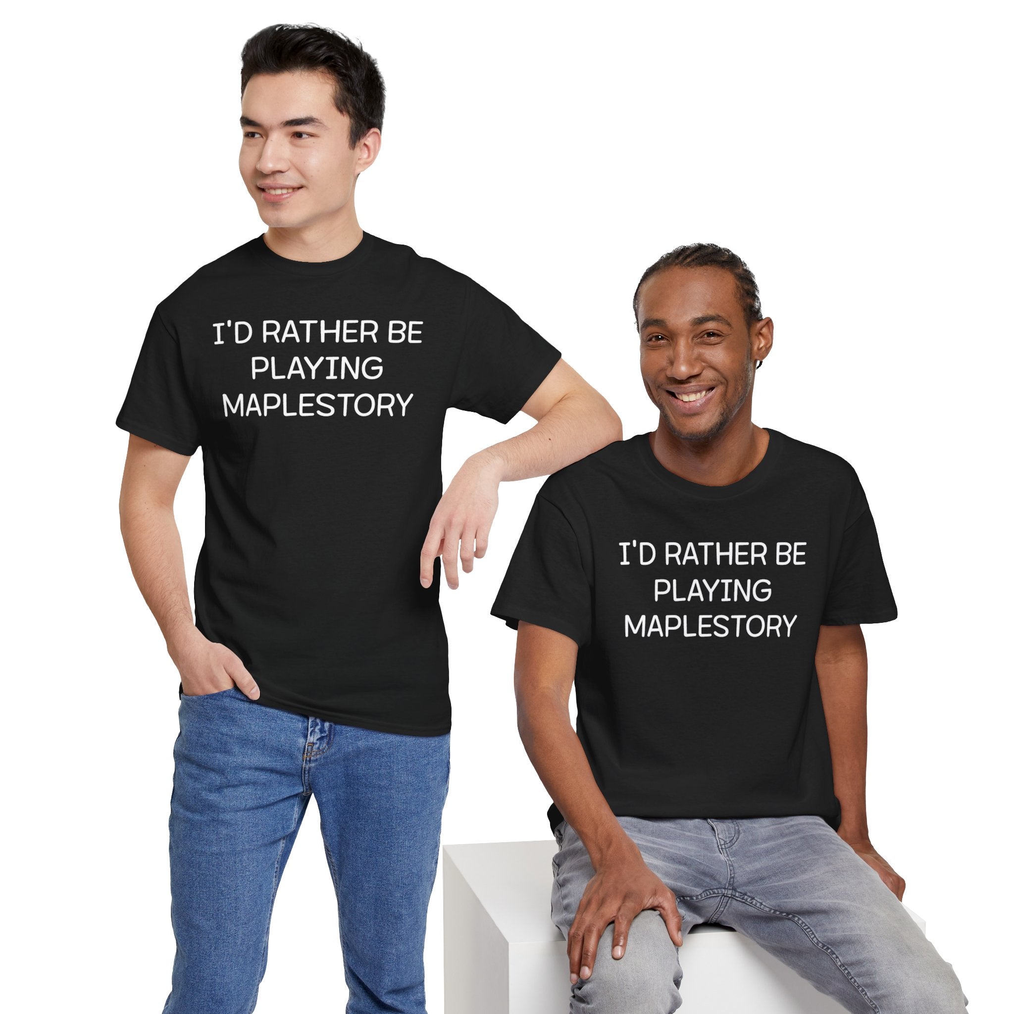 Maplestory I'd Rather Be Playing Unisex Heavy Cotton Tee Gamer Gift For Him Her Game Cup Cups Mugs Birthday Christmas Valentine's Anniversary Gifts