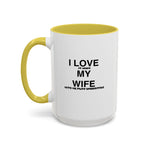Load image into Gallery viewer, I Love My Wife Coffee Mug — Funny 'Let's Me Play Undertale' Black Accent Ceramic Mug (11oz &amp; 15oz)

