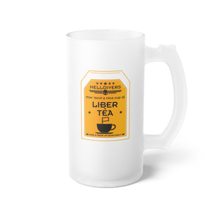 Helldivers 2 Liber-tea Frosted Glass Beer Mug Helldiver Cups Cup Mugs Gift For Him Her Gamer Liberty Libertea Liber-tea Funny Cute Cool Cup Gamer Game Gifts Birthday Christmas Valentine's