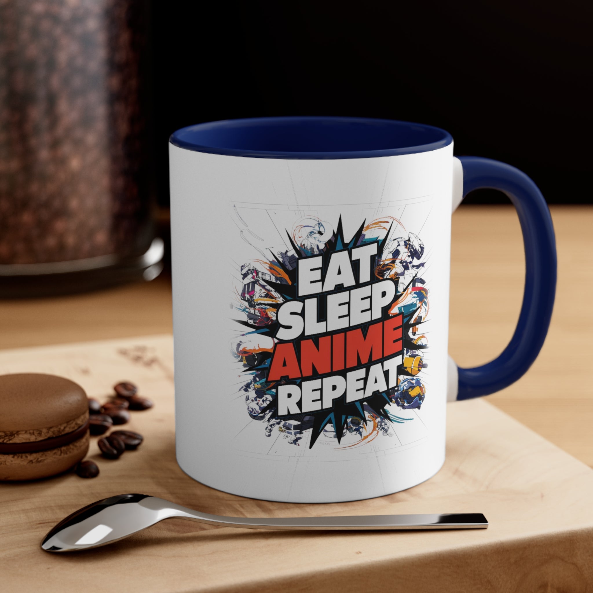 Eat Sleep Anime Repeat Coffee Mug, 11oz Cool Abstract Art Graphic Gift For Him Her Lover Birthday Christmas Valentine's Gift