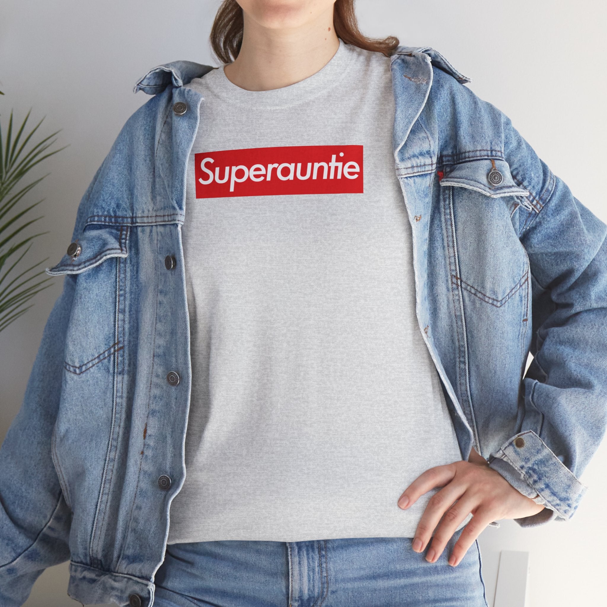 Superauntie Unisex Heavy Cotton Tee Shirt T-shirt super Inspired Funny Auntie Aunt Appreciation Gift For Aunties Aunts Thank You Thankful Birthday Christmas