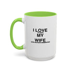 Load image into Gallery viewer, I Love My Wife Coffee Mug — Funny 'Let's Me Play Undertale' Black Accent Ceramic Mug (11oz &amp; 15oz)
