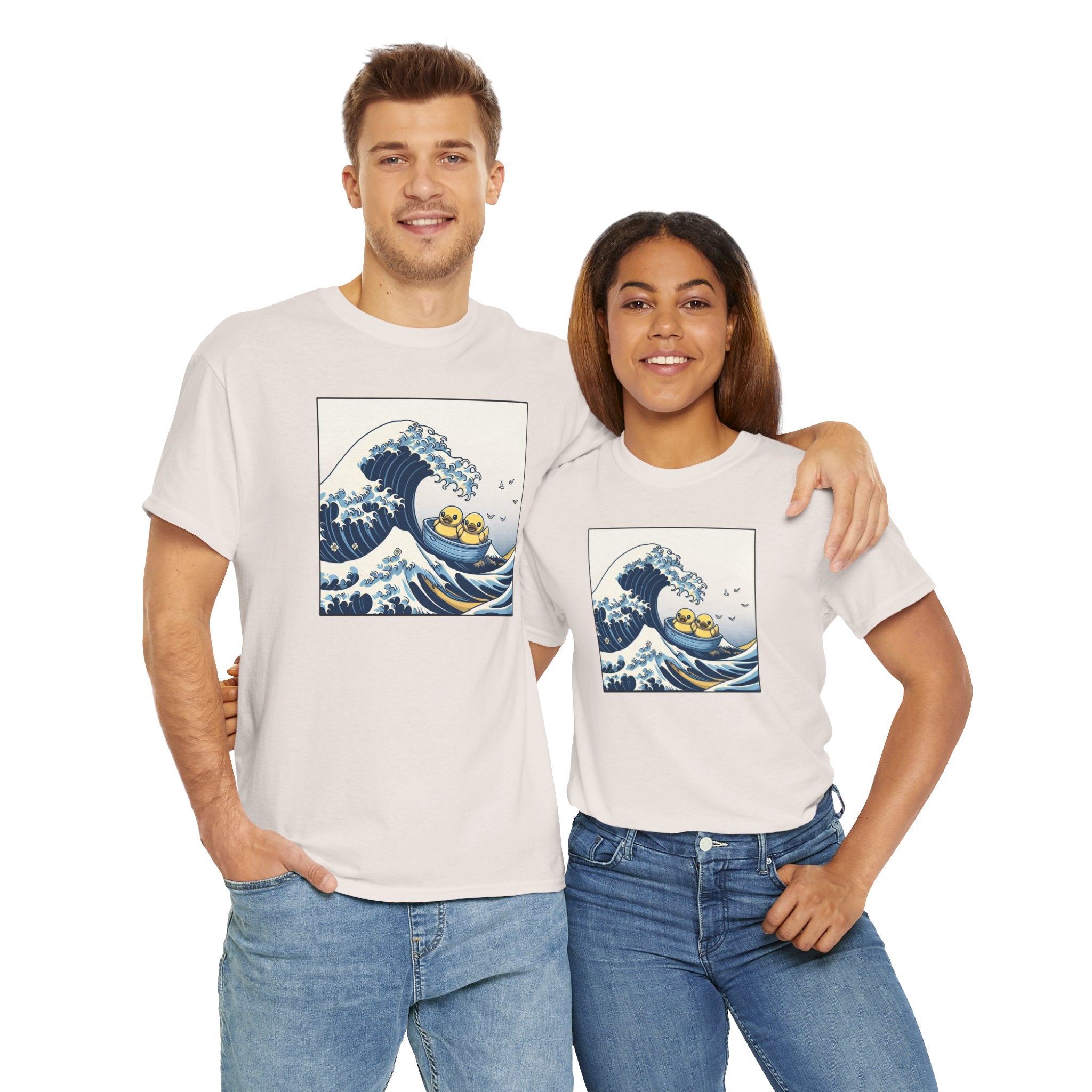 The Great Duck Off Kanagawa Wave T-shirt Unisex Heavy Cotton Tee Gift For Him Gift For Her Cute Japanese Couple Shirt Tshirt