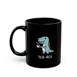 Load image into Gallery viewer, Tea-Rex Black Mug (11oz, 15oz) Cute Graphic Funny Pun Birthday Christmas Valentine&#39;s Cup For Kids Children Child Young Art
