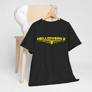 Helldivers 2 Logo Black T-Shirt Unisex Heavy Cotton Tee Shirt Gift For Him Gift For Her Gamer Game Funny Present