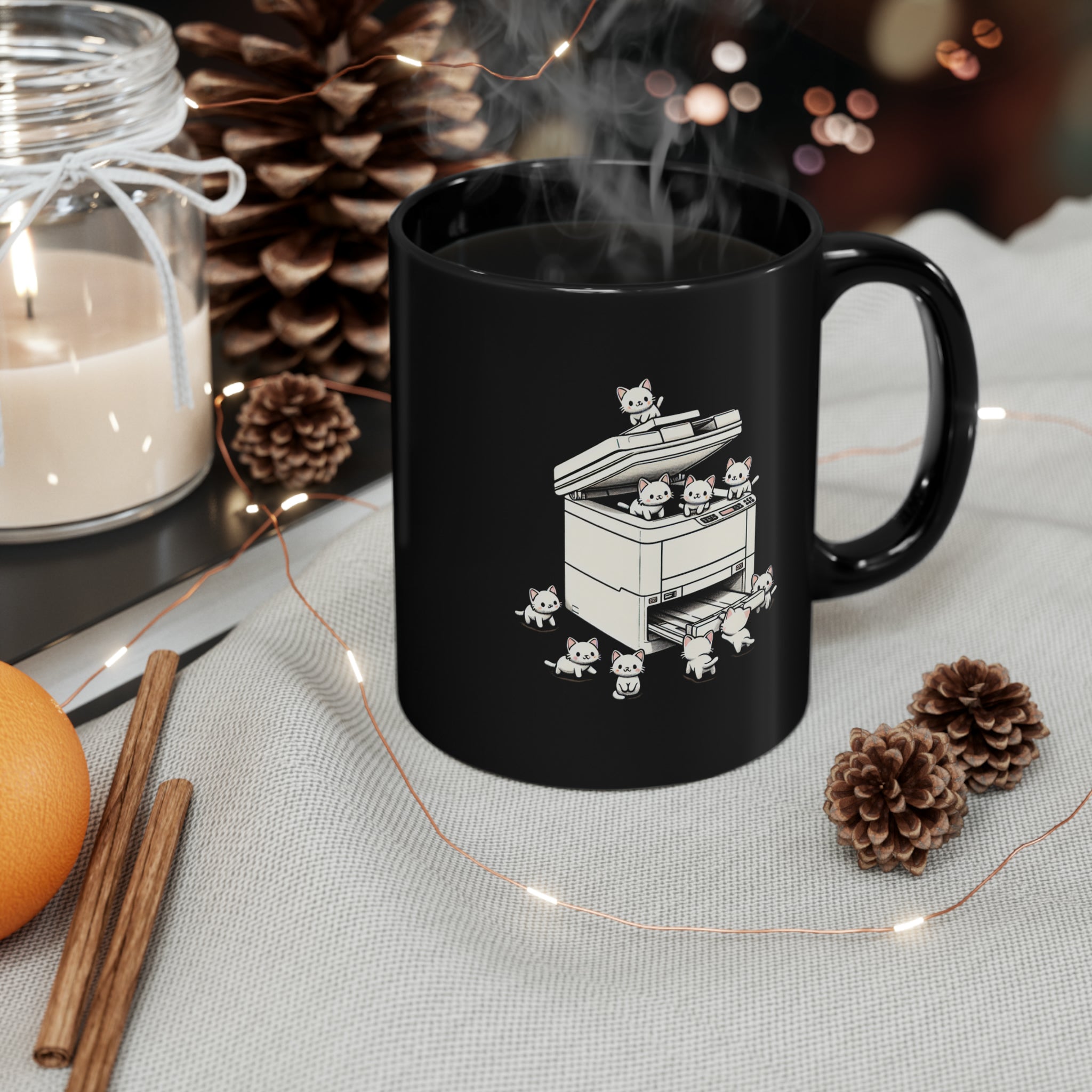 Copy Cats Black Mug (11oz, 15oz) Cute Cats Photocopier Gift For Him Gift For Her Birthday Christmas Valentine Cup Adorable Puns