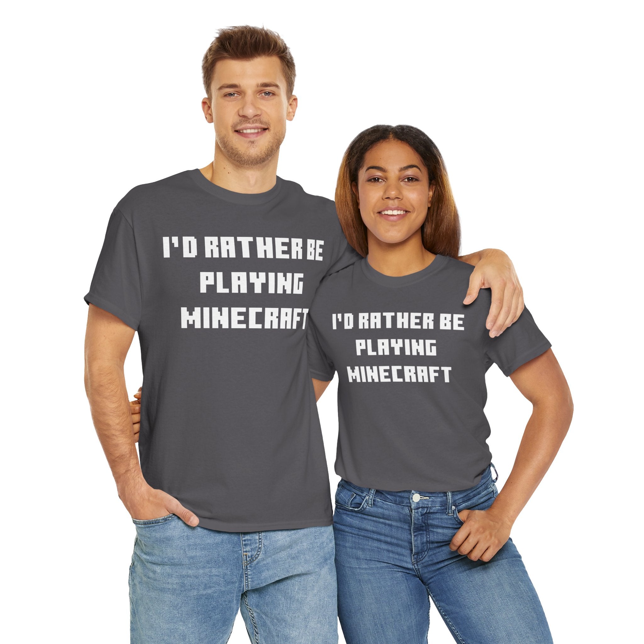 Mine craft I'd Rather Be Playing Unisex Heavy Cotton Tee Gamer Gift For Him Her Game Cup Cups Mugs Birthday Christmas Valentine's Anniversary Gifts