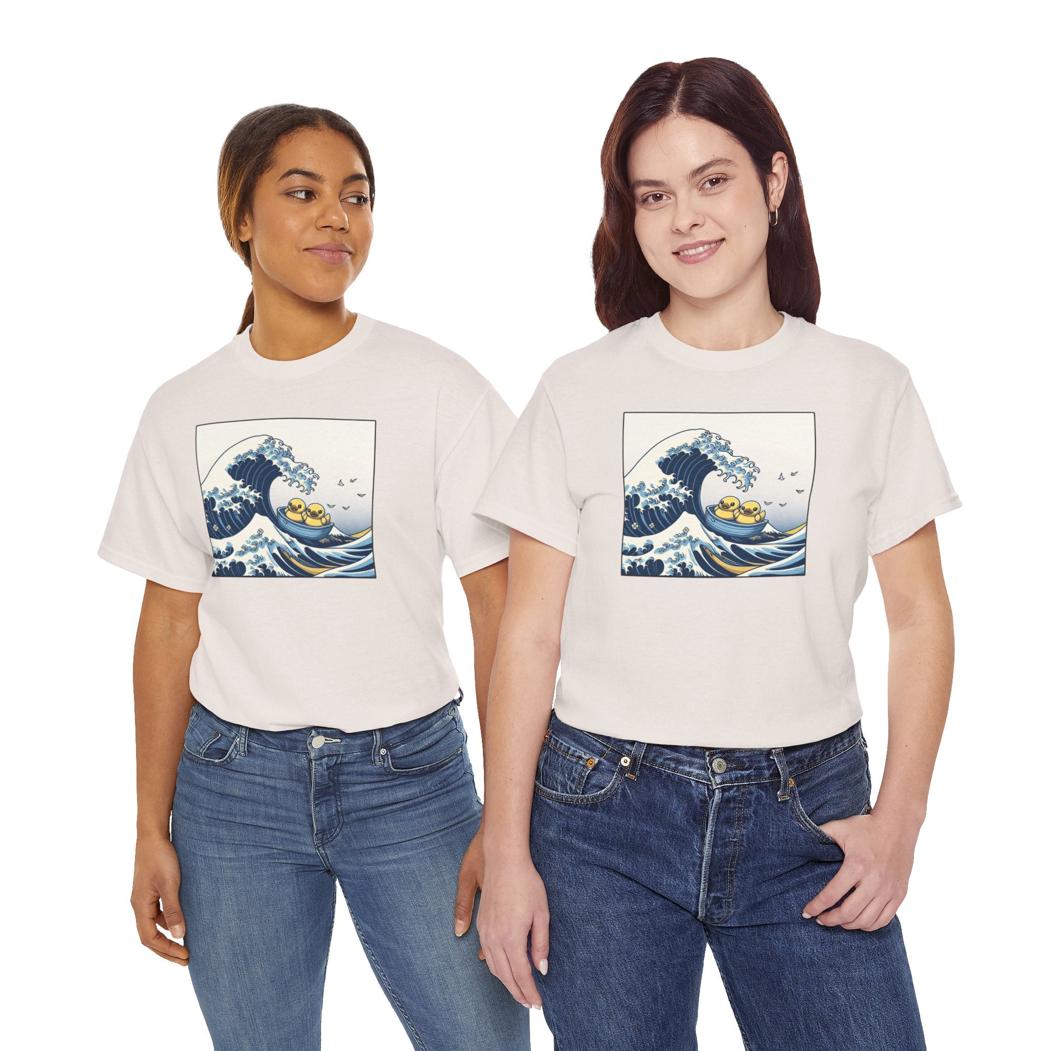 The Great Duck Off Kanagawa Wave T-shirt Unisex Heavy Cotton Tee Gift For Him Gift For Her Cute Japanese Couple Shirt Tshirt