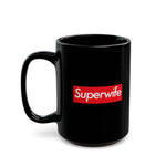 Load image into Gallery viewer, Superwife Black Mug (11oz, 15oz) super Inspired Funny Wife Lover Appreciation Gift For Partner Wedding Thank You Thankful Birthday Christmas
